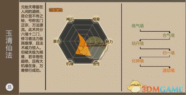 《了不起的修仙模拟器》功法玉清仙法属性一览