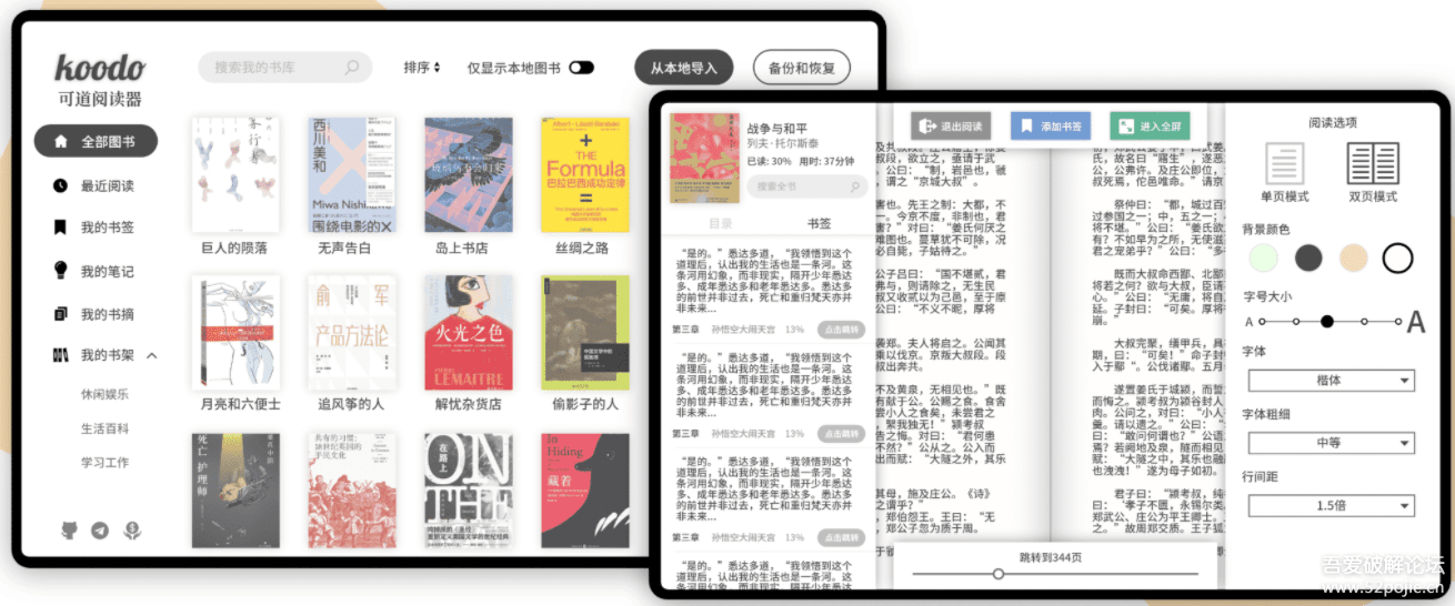 Koodo Reader 1.2.5多格式小说阅读器,支持Windows\macOS\Linux \网页版